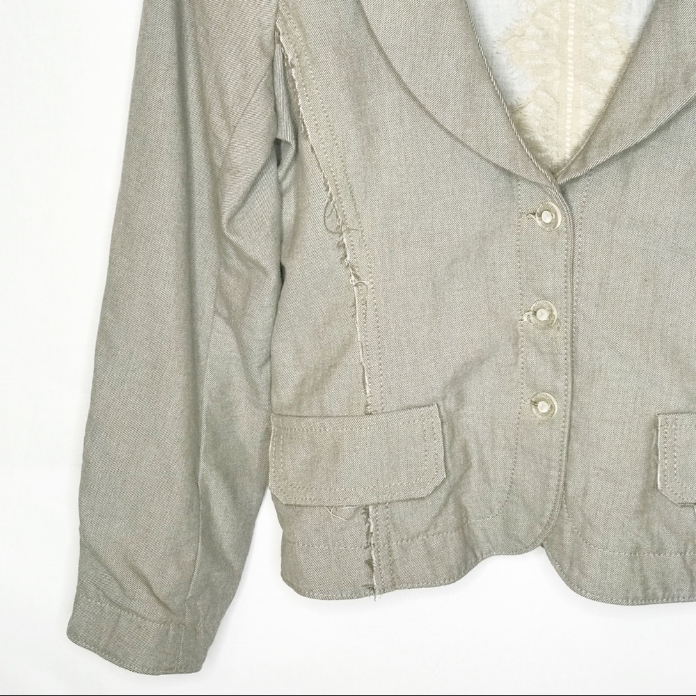 Poleci Distressed Button Front Jacket Blazer 8 - image 4